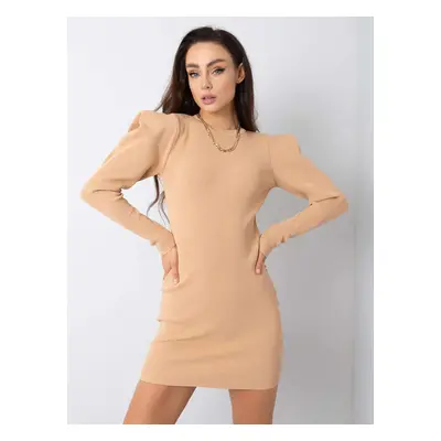 Béžové šaty s nabíranými rukávy -269-SK-5676.91P-beige