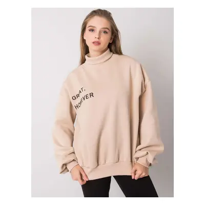 BÉŽOVÁ DÁMSKÁ MIKINA S ROLÁKEM -EM-BL-649.23X-BEIGE