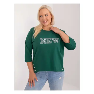 Tmavě zelené tričko s nápisem POSITIVE RV-BZ-9458.39-dark green