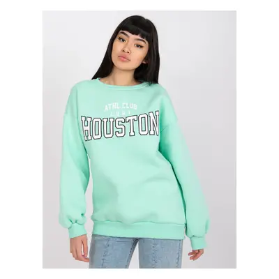 Mintová mikina s nápisem Houston EM-BL-617-H.21X-mint