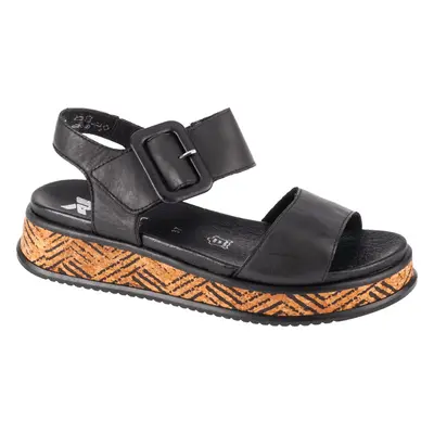 Černé dámské kožené sandály na platformě Rieker Sandals W0800-00