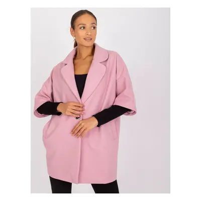 Světle růžový volný kabátek Aliz na knoflík -CHA-PL-0409.30X-light pink