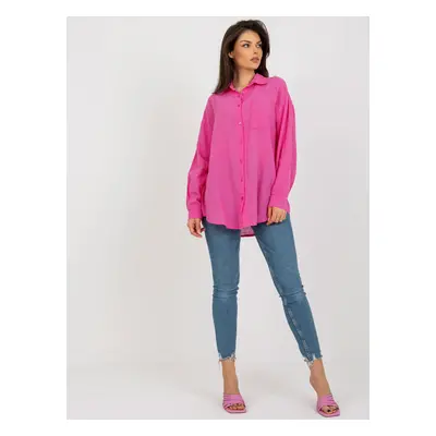 TMAVĚ RŮŽOVÁ DÁMSKÁ OVERSIZE KOŠILE TW-KS-BI-26698.50-DARK PINK