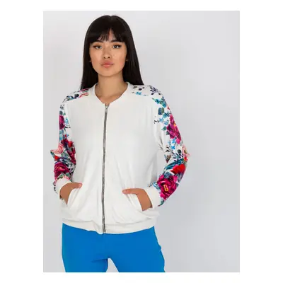 Bílá bomber mikina s květinovými rukávy RV-BL-8235.38-white