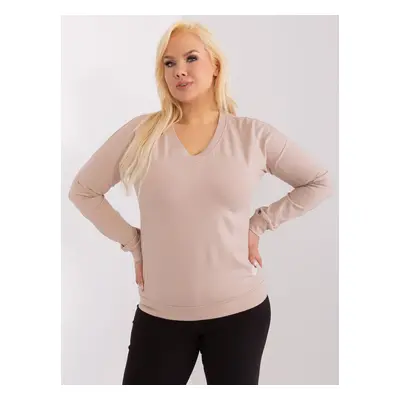 Béžové tričko s výstřihem do V RV-BZ-9259.97-beige