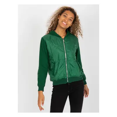 Tmavě zelená prošívaná bomber mikina RV-BL-8226.11X-dark green