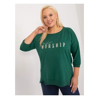 Tmavě zelené tričko s nápisem WORSHIP RV-BZ-9449.76-dark green