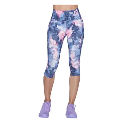 Modro-růžové květinové 3/4 legíny Skechers Go Walk High Waisted Summer Rose Capri Leggins CP1-NV