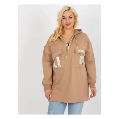 Béžová oversize mikina Artistic -RV-BL-8258.34-beige