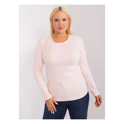 Světle růžové basic tričko s dlouhým rukávem RV-BZ-9257.19-light pink