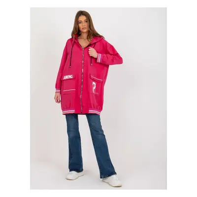 Fuchsiová oversize mikina s kapsami RV-BL-8149.91P-fuchsia