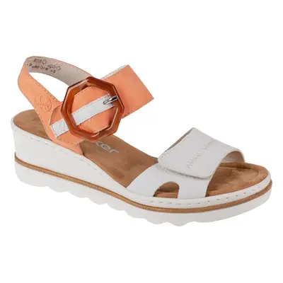 Bílé sandály Rieker Sandals s béžovými kotníkovými pásky 67476-38