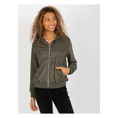 Khaki prošívaná bomber mikina -RV-BL-8226.11X-khaki