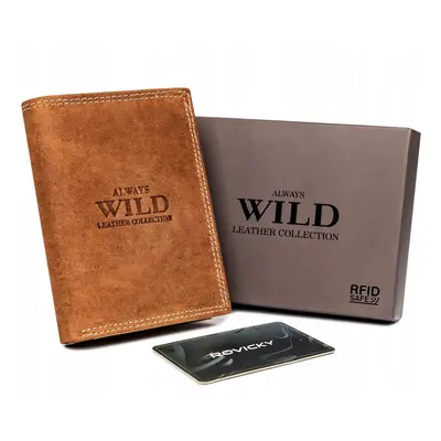 ALWAYS WILD SVĚTLE HNĚDÁ PÁNSKÁ KOŽENÁ PENĚŽENKA A129 N4-P-CHM-1003 COGNAC