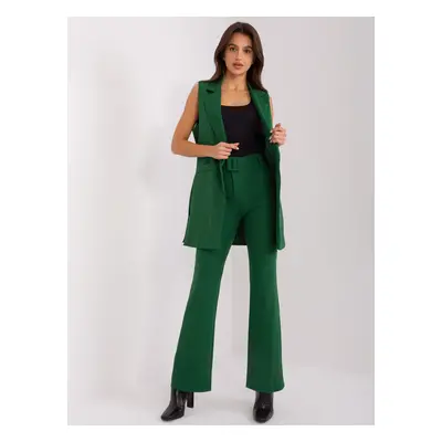 Tmavě zelený elegantní komplet kalhot a vesty DHJ-KMPL-5069.16X-dark green