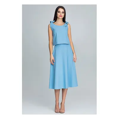 Světle modrý Set elegantní sukně a top M578 Blue