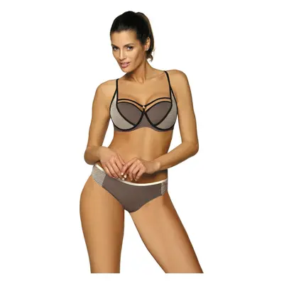 Tmavě béžové bikiny s černými lemy Charlotte Dark Taupe M-495 (7)