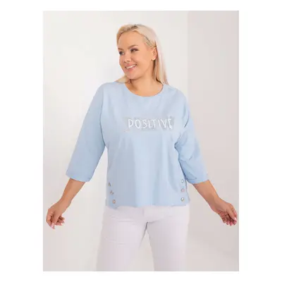 Světle modré tričko s nápisem POSITIVE -RV-BZ-9458.39-light blue