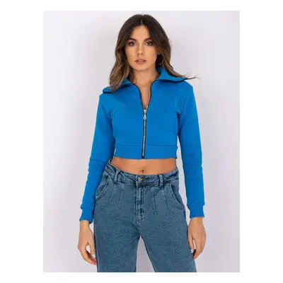 Modrá dámská crop mikina na zip RV-BL-7305.79-blue