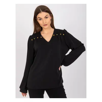 Černá společenská halenka s volnými rukávy -LK-BZ-508827.62P-black