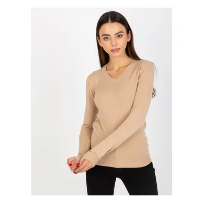 Béžový dámský basic svetr -NM-SW-J52002.70-beige