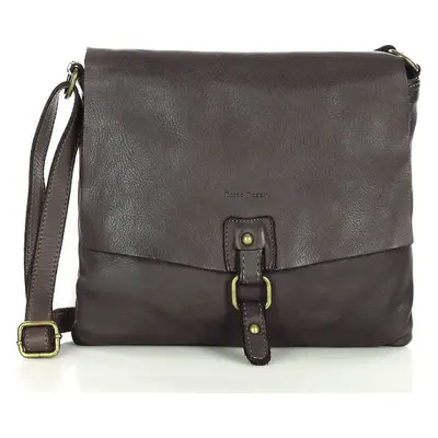 MARCO MAZZINI Kožená crossbody kabelka - tmavě hnědá v46c