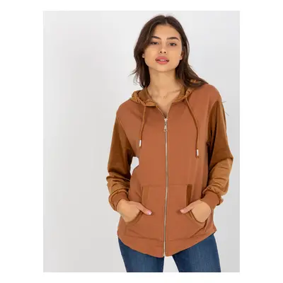 Hnědá mikina na zip -FA-BL-8066.79-light brown