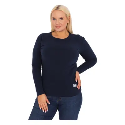 Tmavě modré basic tričko s dlouhým rukávem -RV-BZ-9257.19-dark blue