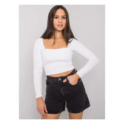 Bílý dámský crop top s dlouhými rukávy RV-BZ-7314.97-white