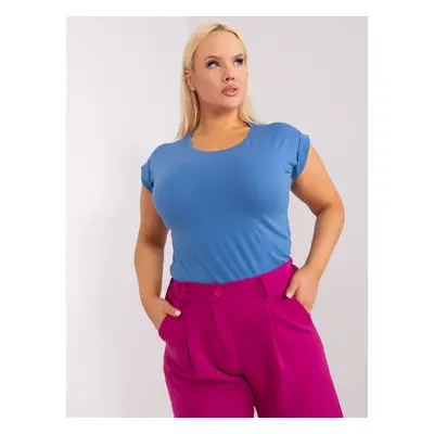 Modré dámské basic tričko -RV-TS-4833.29-dark blue