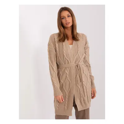 Tmavě béžový kardigan s páskem BA-SW-8009-1.39P-dark beige