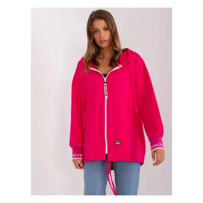 Tmavě růžová asymetrická mikina na zip RV-BL-9096.43P-dark pink