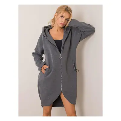 Tmavě šedá dlouhá mikina na zip RV-BL-4858-1.99P-dark gray