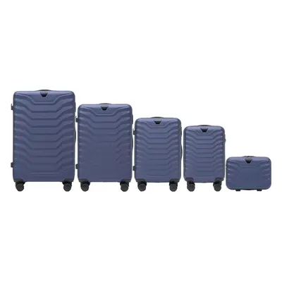 Modrá 5dílná PEAFOWL PEA01, Set of 5 suitcases (L,M,S,XS,BC) Wings, Blue