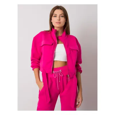 FUCHSIOVÁ DÁMSKÁ CROP MIKINA NA ZIP -EM-BL-638.37P-FUCHSIA