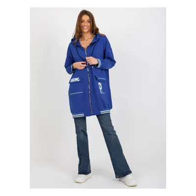 Tmavě modrá oversize mikina s kapsami RV-BL-8149.91P-dark blue