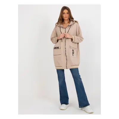 Béžová oversize mikina s kapsami RV-BL-8149.91P-beige