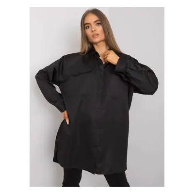 ČERNÁ DÁMSKÁ OVERSIZE SAMETOVÁ KOŠILE EM-KS-678-1.09-BLACK