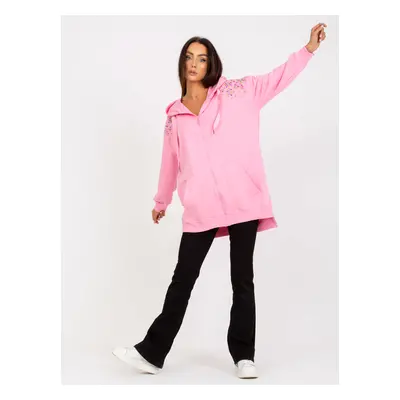 Světle růžová dámská oversize mikina s kapucí RV-BL-8057.53-pink