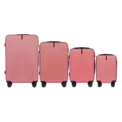 Růžová 4dílná sada skořepinových kufrů SWAN SN120-4, Set of 4 suitcases (L,M,S,XS) Wings ABS+, D