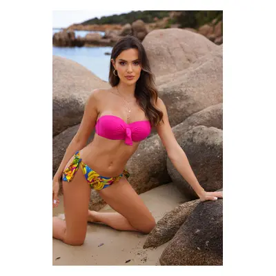 Tmavě růžové vzorované push-up bikiny Aruba -38/W kolor 17A