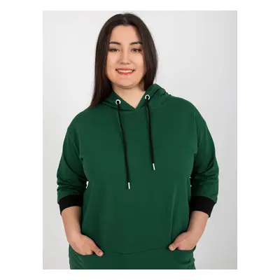 Tmavě zelená mikina s kapucí RV-TU-8241.54P-dark green