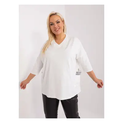 Bílé volné tričko s kapsami -RV-BZ-7783.99-white