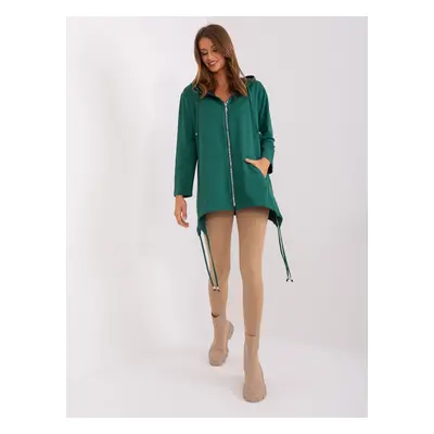 Tmavě zelená mikina na zip -RV-BL-9022.72P-dark green