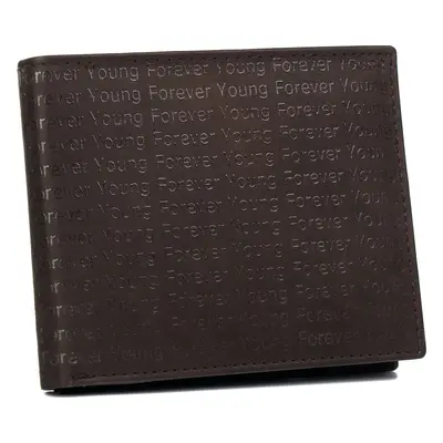 Forever Young Tmavě hnědá kožená peněženka zdobená ražbou s monogramem F017 701-SPG BROWN