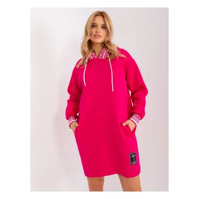 Tmavě růžové mikinové šaty s kapsami RV-TU-9224.95P-fuchsia