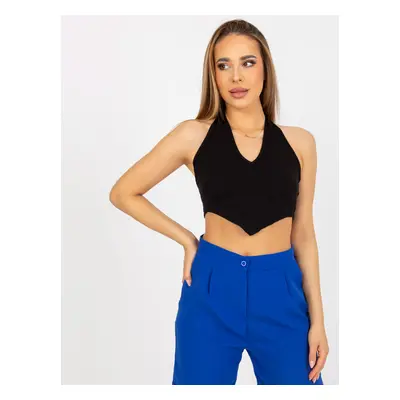 ČERNÝ ŽEBROVANÝ CROP TOP RV-TP-8012.18-BLACK