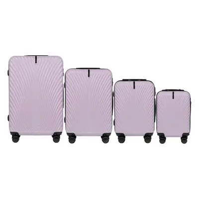 Lila 4dílná sada skořepinových kufrů SWAN SN120-4, Set of 4 suitcases (L,M,S,XS) Wings ABS+, PUR