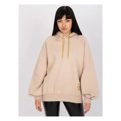 BÉŽOVÁ DÁMSKÁ OVERSIZE MIKINA S KAPUCÍ EM-BL-407.06-BEIGE