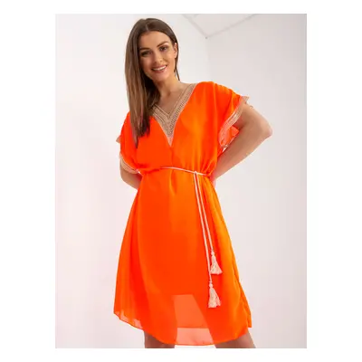 Neonově oranžové vzdušné letní šaty -DHJ-SK-1508.12-fluo orange